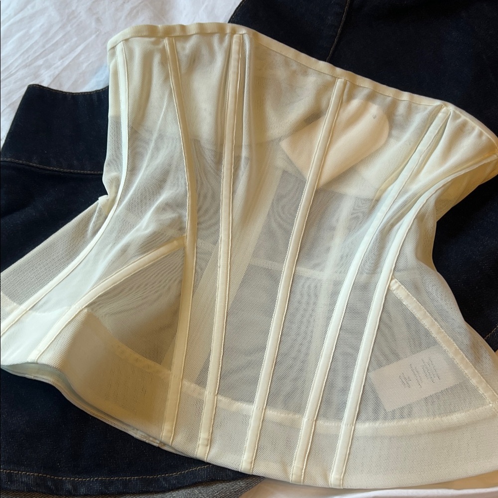 Meshki Cream Mesh Corset Top